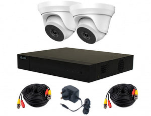 2 Camera HiLook by Hikvision Complete Kit: DVR, 2 x 4MP Dome Cameras, PSU & Cables