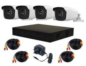 4 Camera HiLook by Hikvision Complete Kit: DVR, 4 x 4MP Bullets, 4 x Cables & PSU