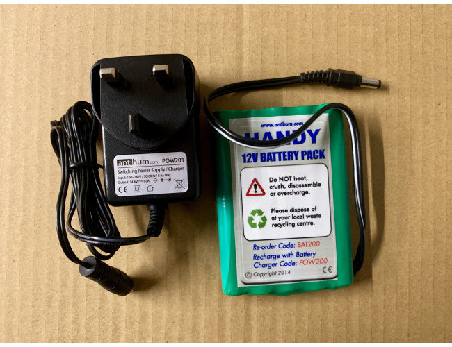 Rechargeable Battery Pack (green) 12V and Mains Charger